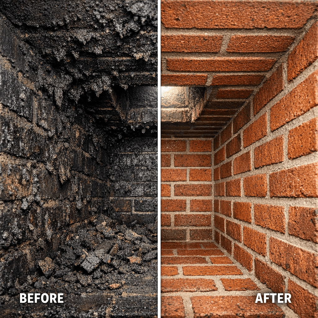 Chimney Interior Cleaning before and after in Jacksonville