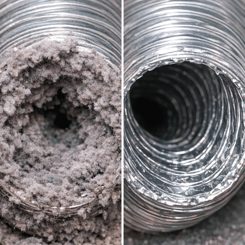 Dryer Vent Restoration before and after in Jacksonville