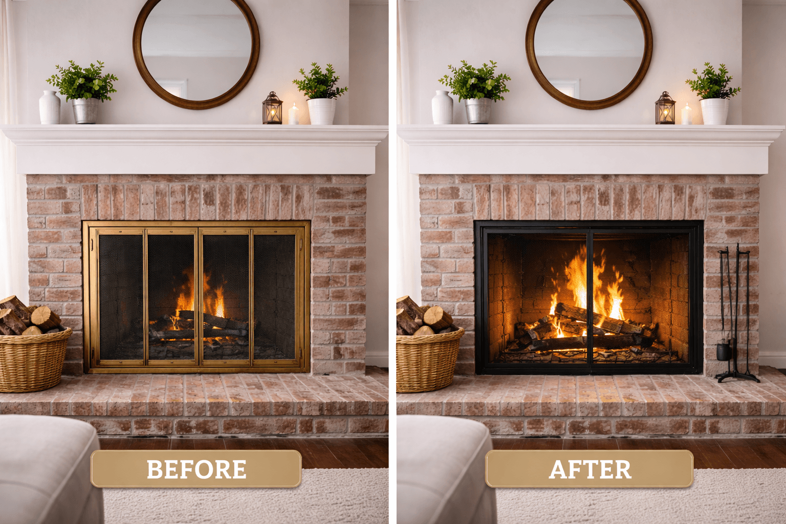 Fireplace Door Upgrade before and after in Jacksonville